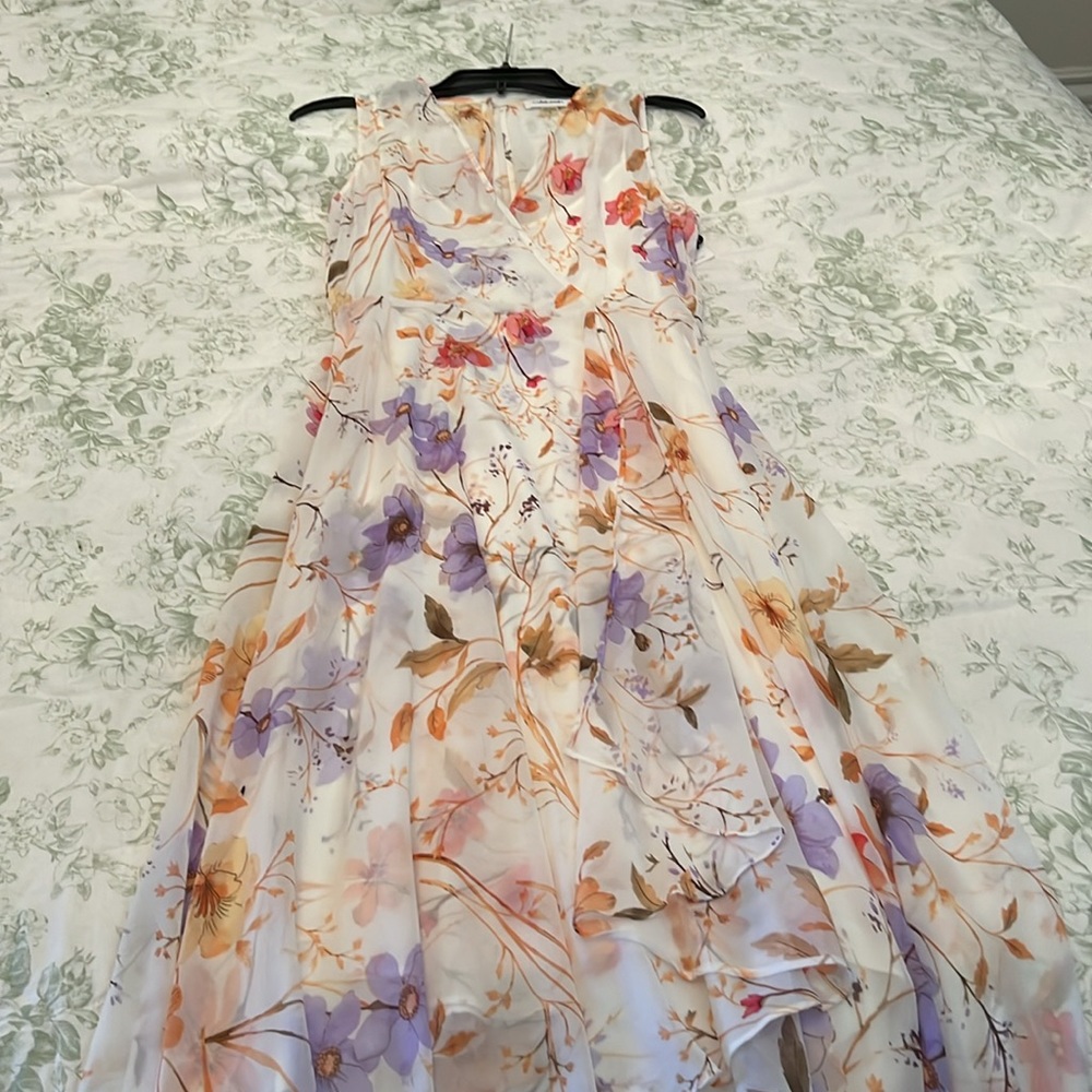 Calvin Klein floral wrap dress 8 NWT Spring Easter Summer sleeveless sundress